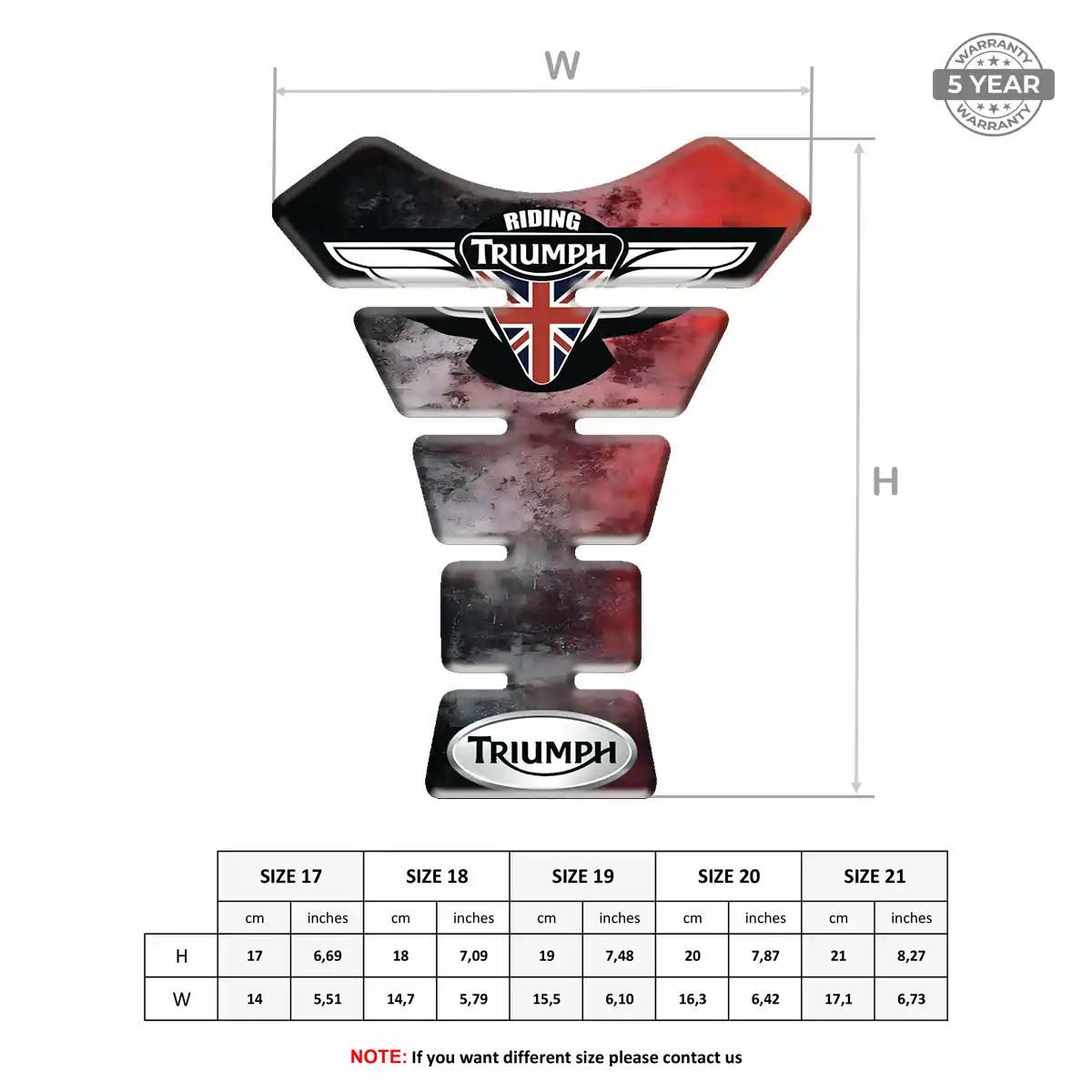Triumph Tank Pad Protector Motorbike Prime Quality