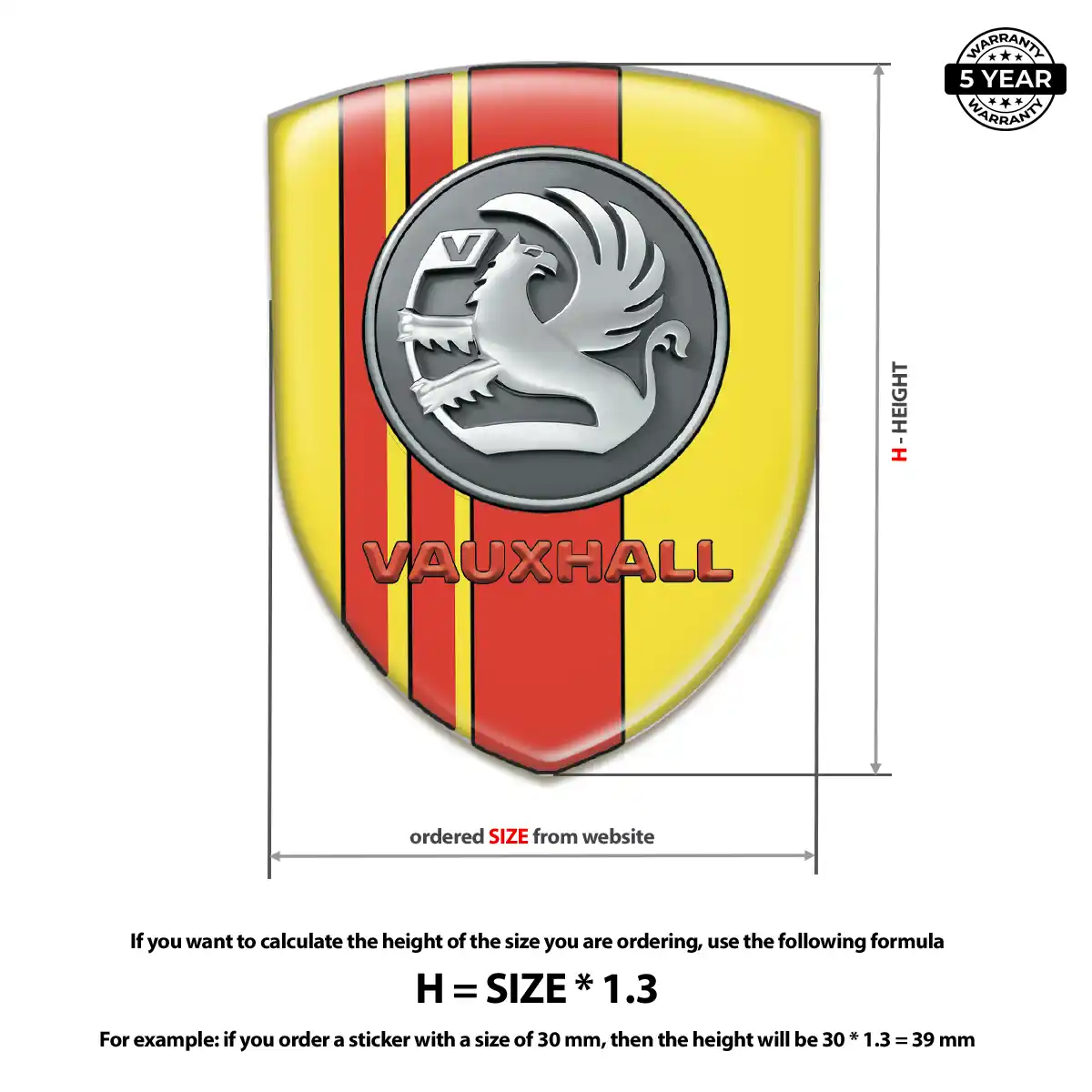 Vauxhall 3D Badge Sticker Premium Dome