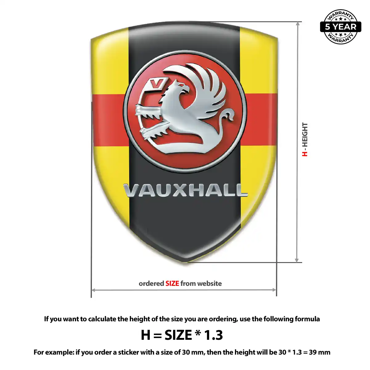Vauxhall 3D Badge Sticker Resin Luxe
