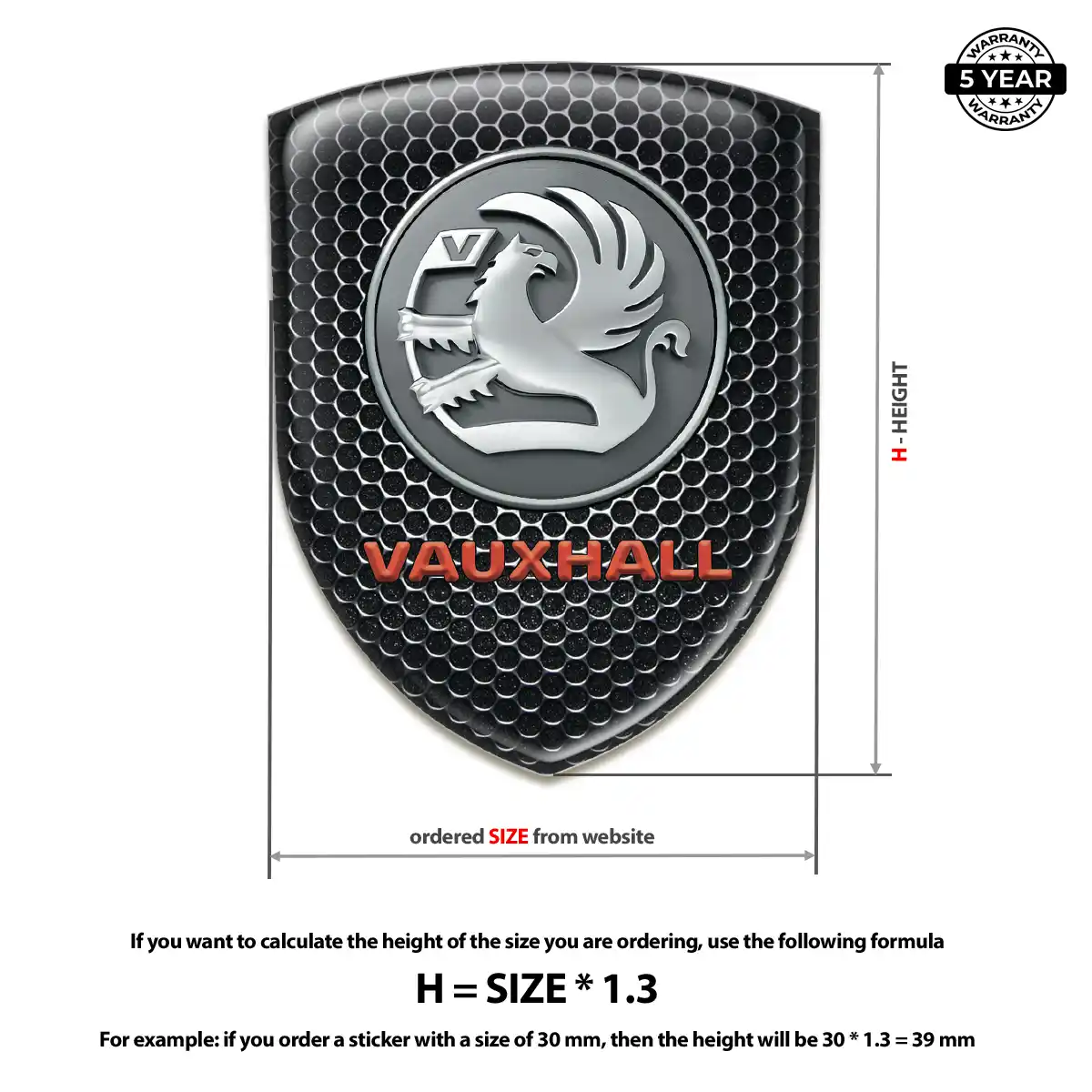 Vauxhall 3D Domed Sticker Resin Elite