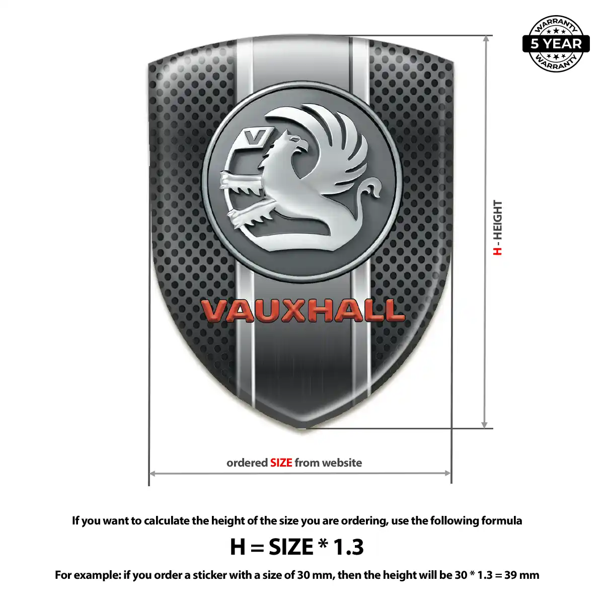 Vauxhall 3D Emblem Sticker Premium Dome