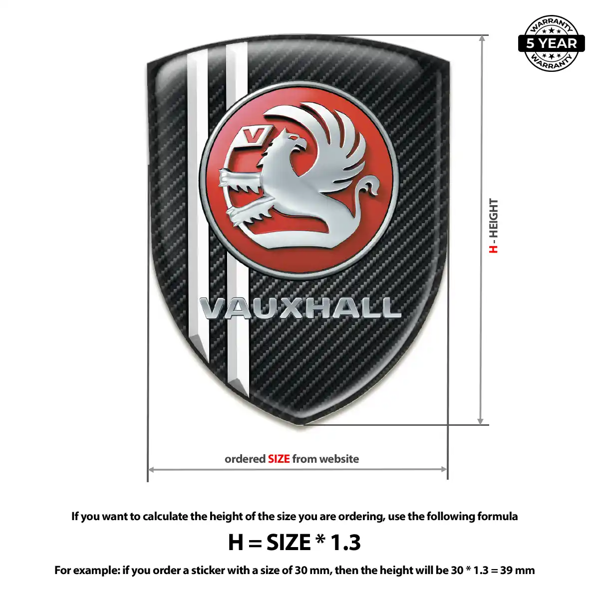 Vauxhall 3D Resin Sticker Interior Luxe