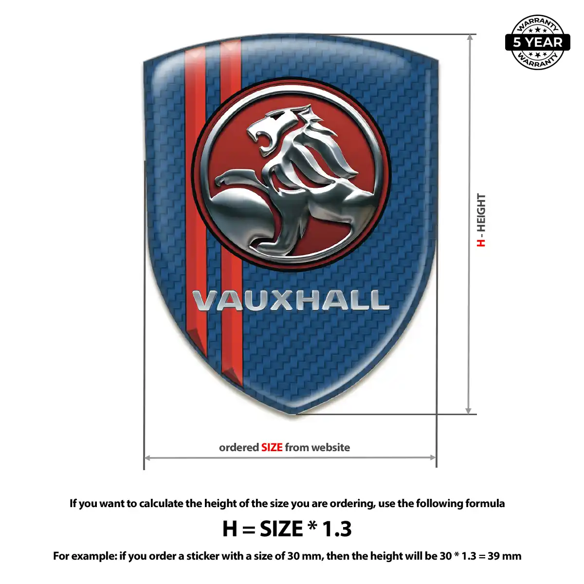 Vauxhall 3D Resin Sticker Sleek Style