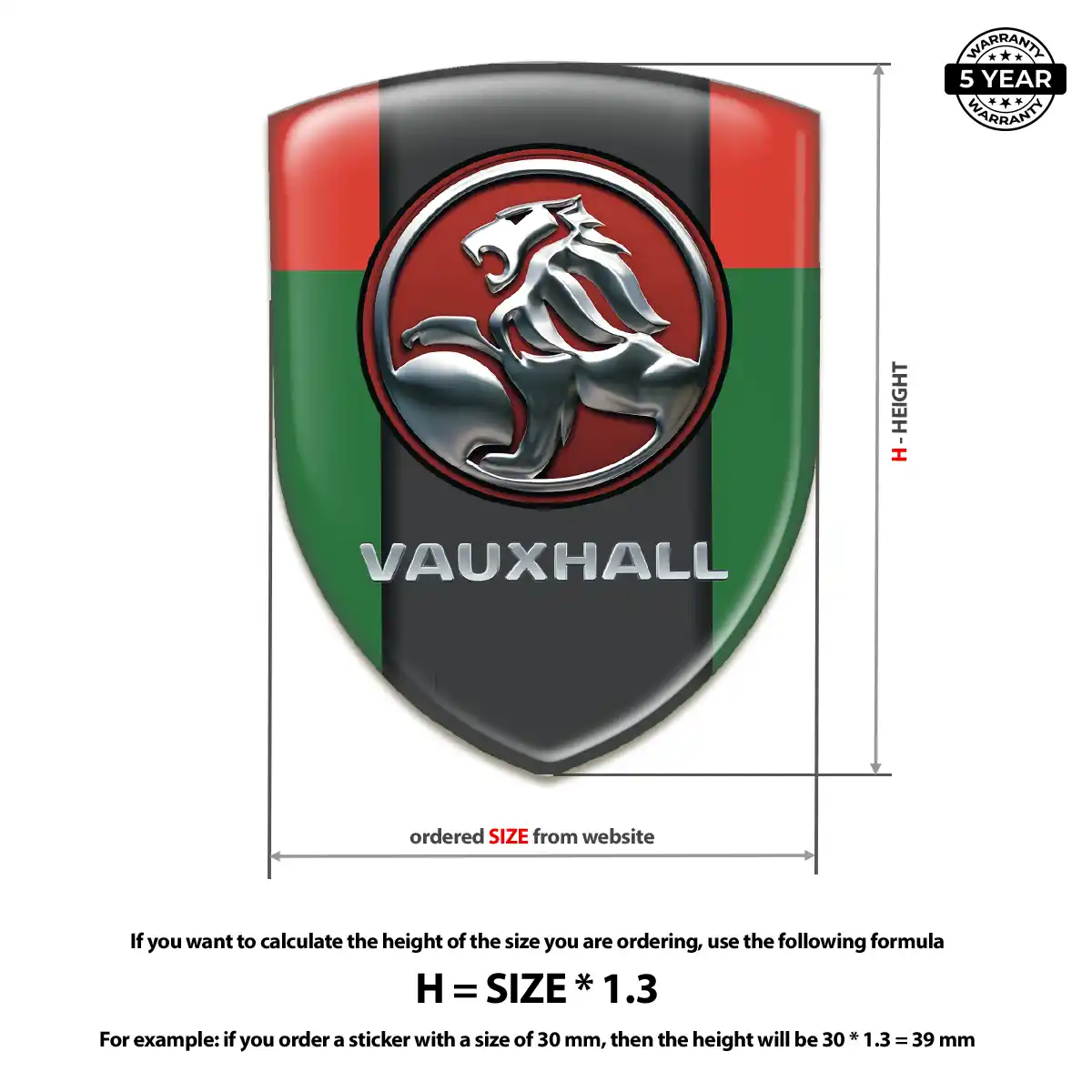 Vauxhall Car Badge Sticker Premium Dome