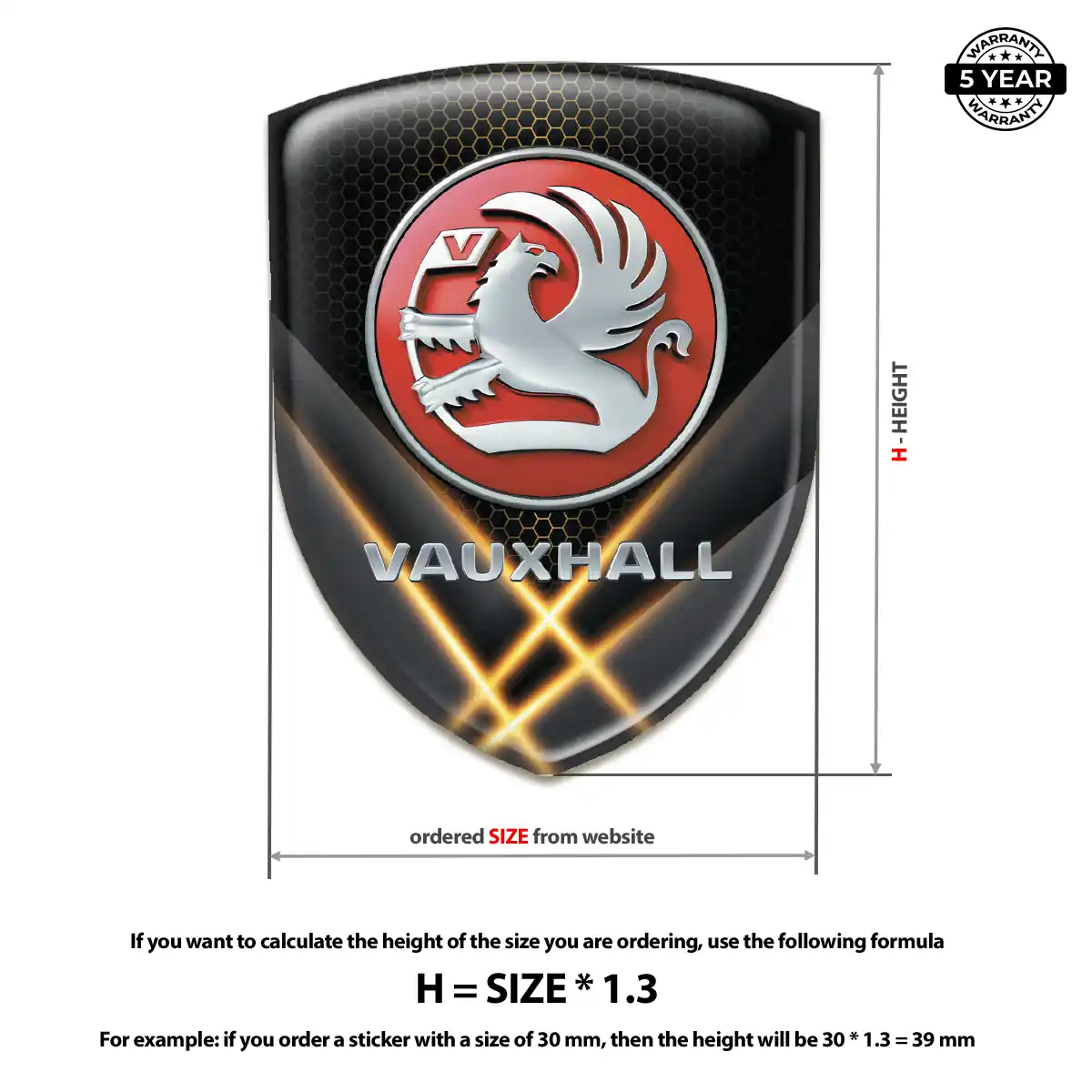 Vauxhall Domed Car Sticker Deluxe Edition
