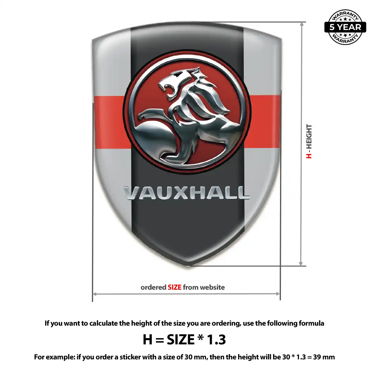 Vauxhall Domed Car Sticker Interior Elegance