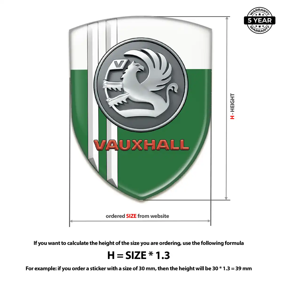 Vauxhall Domed Car Sticker Interior Luxe