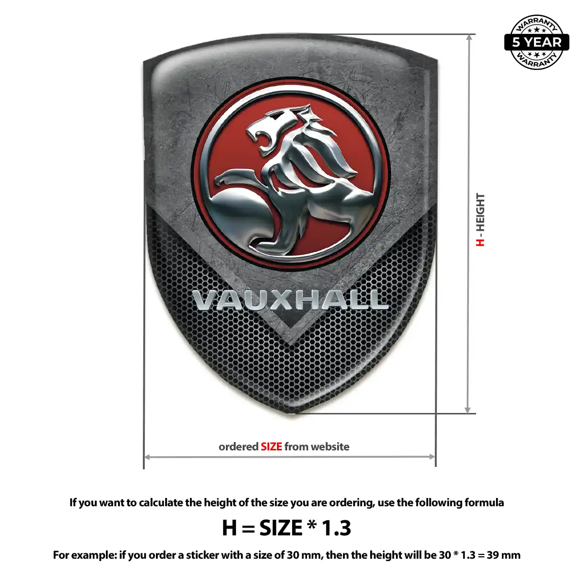 Vauxhall Domed Decal Premium Dome