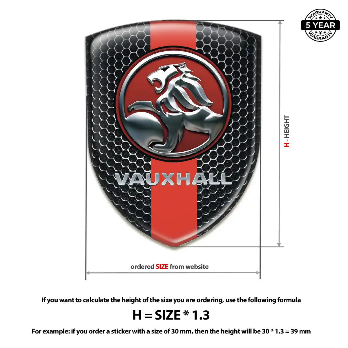 Vauxhall Domed Decal Prestige Line
