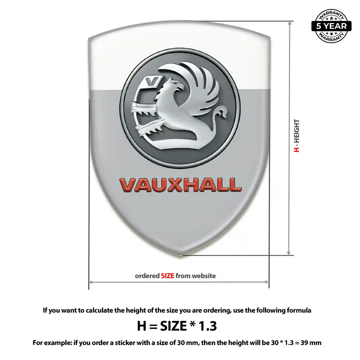 Vauxhall Domed Decal Prime Quality