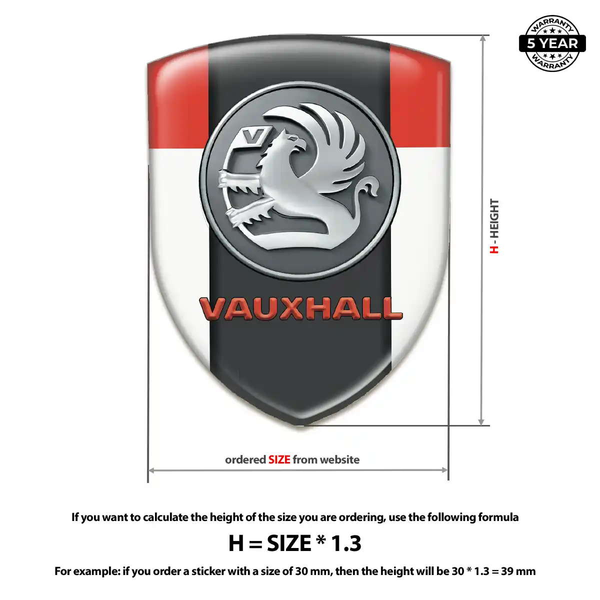 Vauxhall Epoxy Domed Sticker Exterior Luxe