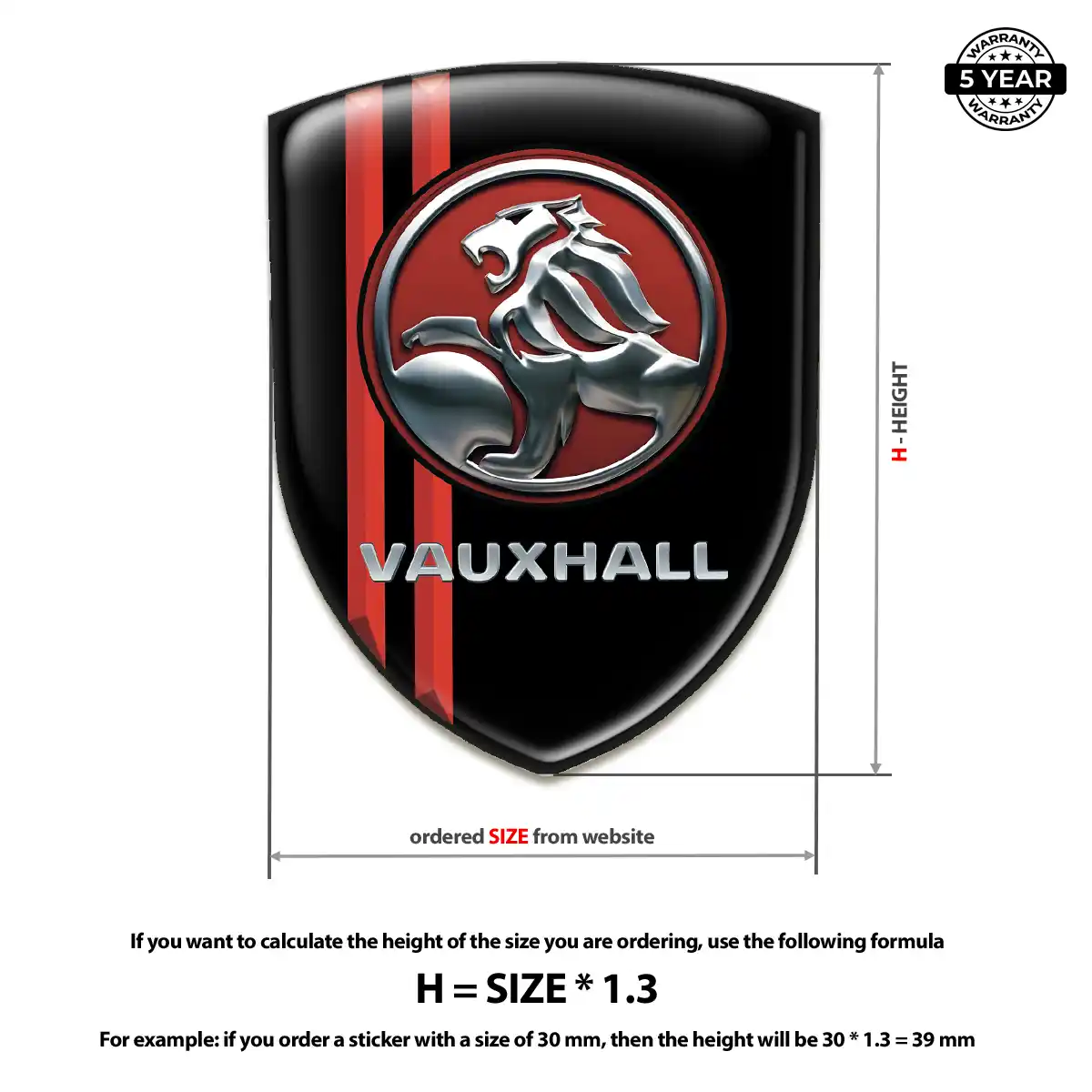 Vauxhall Epoxy Domed Sticker Interior Luxe