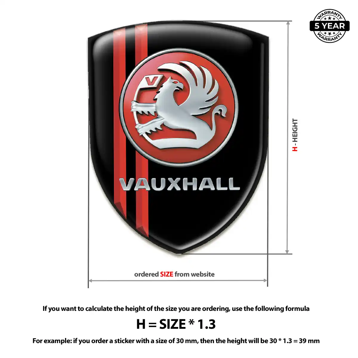Vauxhall Epoxy Domed Sticker Signature Grade