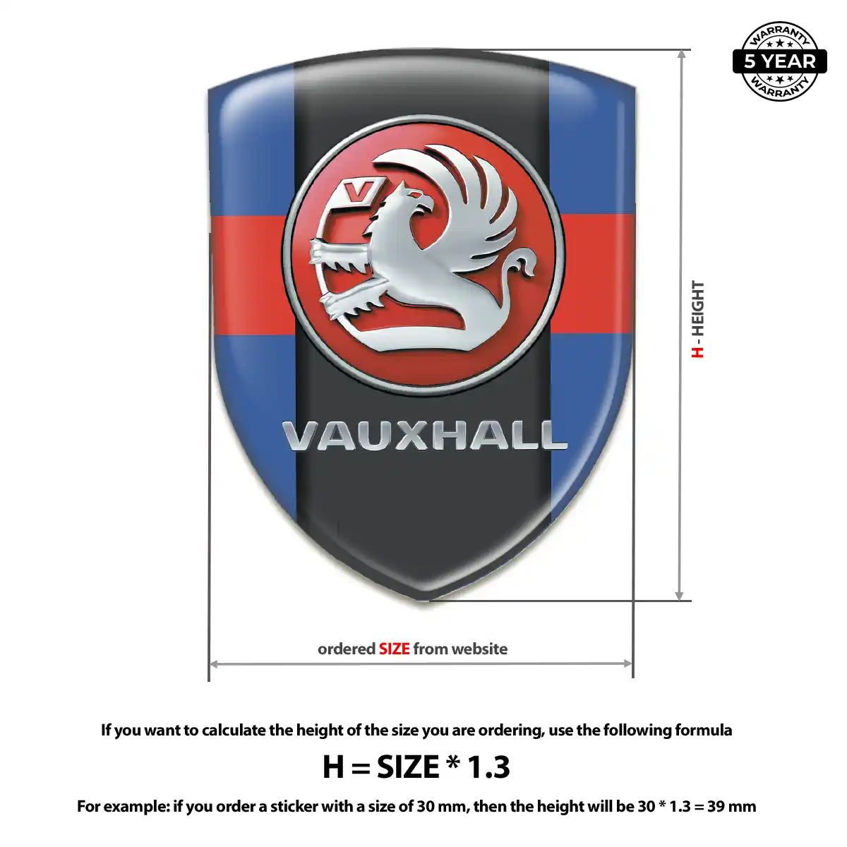 Vauxhall Polyurethane Domed Sticker Cabin Style