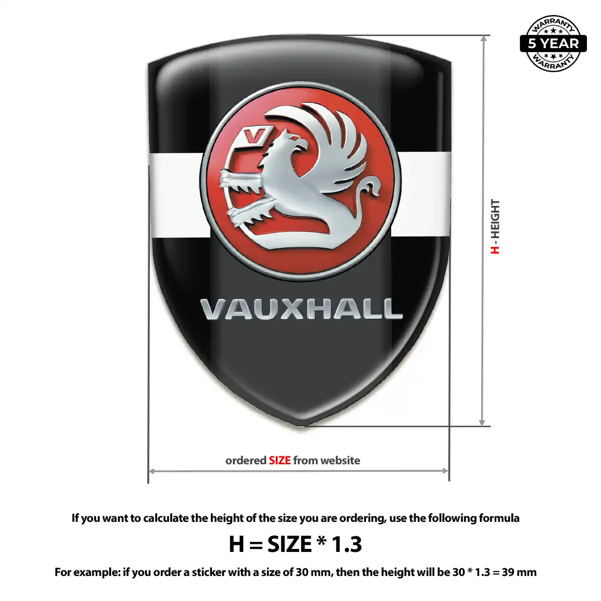 Vauxhall Polyurethane Domed Sticker Interior Elegance