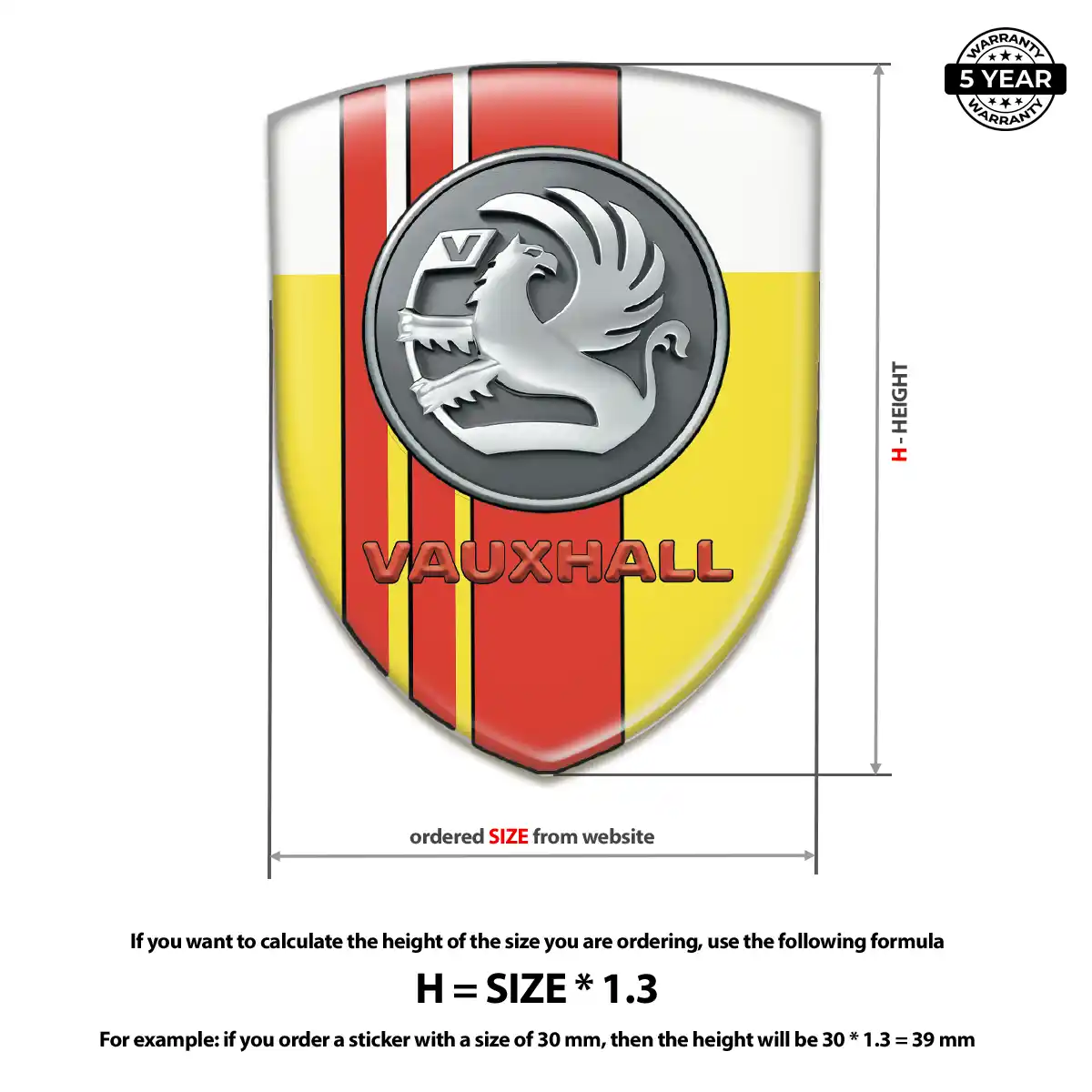 Vauxhall Polyurethane Domed Sticker Interior Luxe