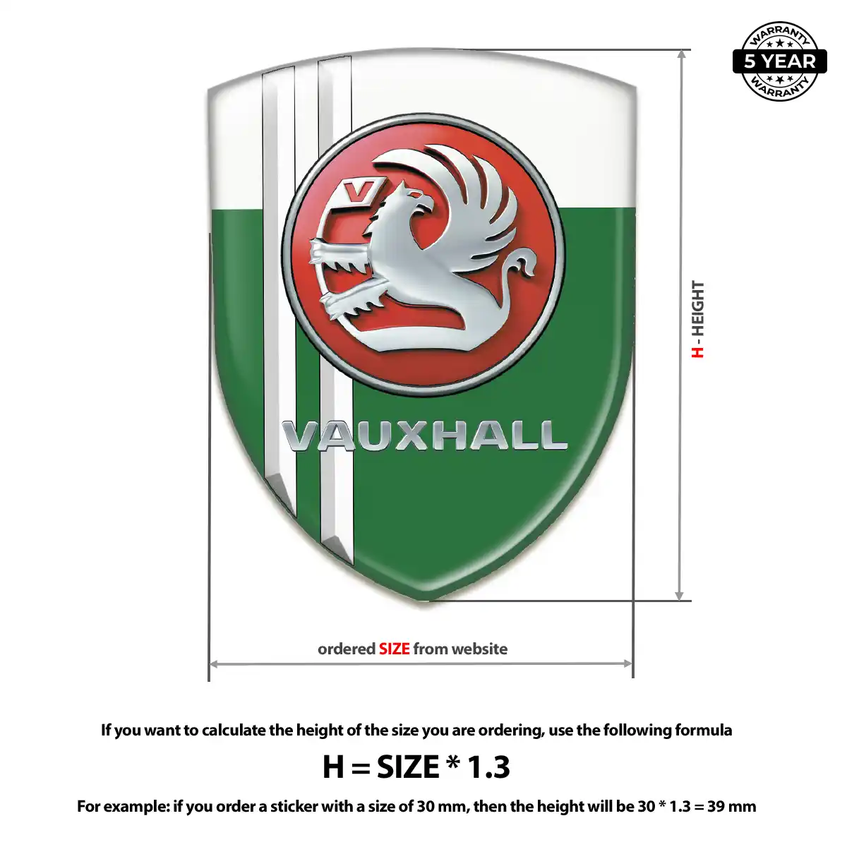 Vauxhall Polyurethane Domed Sticker Sleek Style