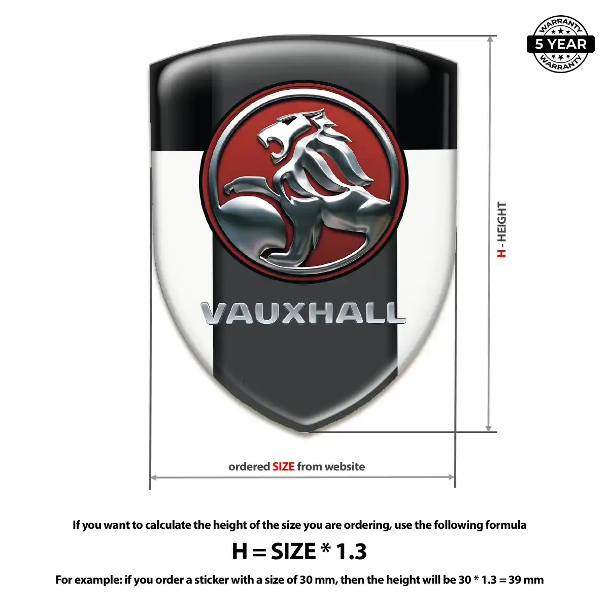 Vauxhall Resin Domed Sticker Elite Finish