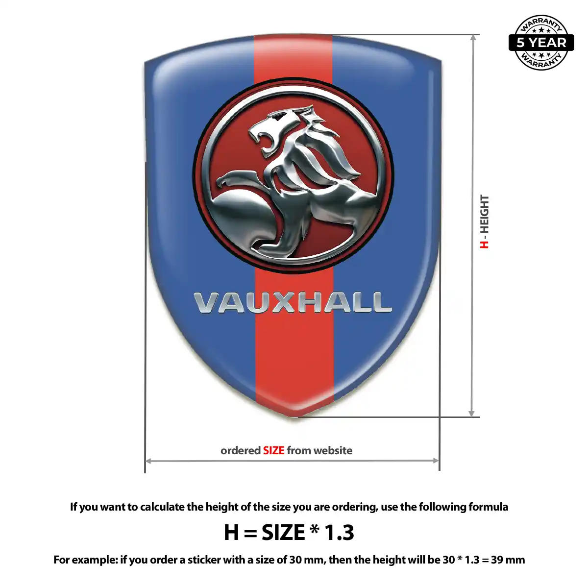 Vauxhall Resin Domed Sticker Prime Quality