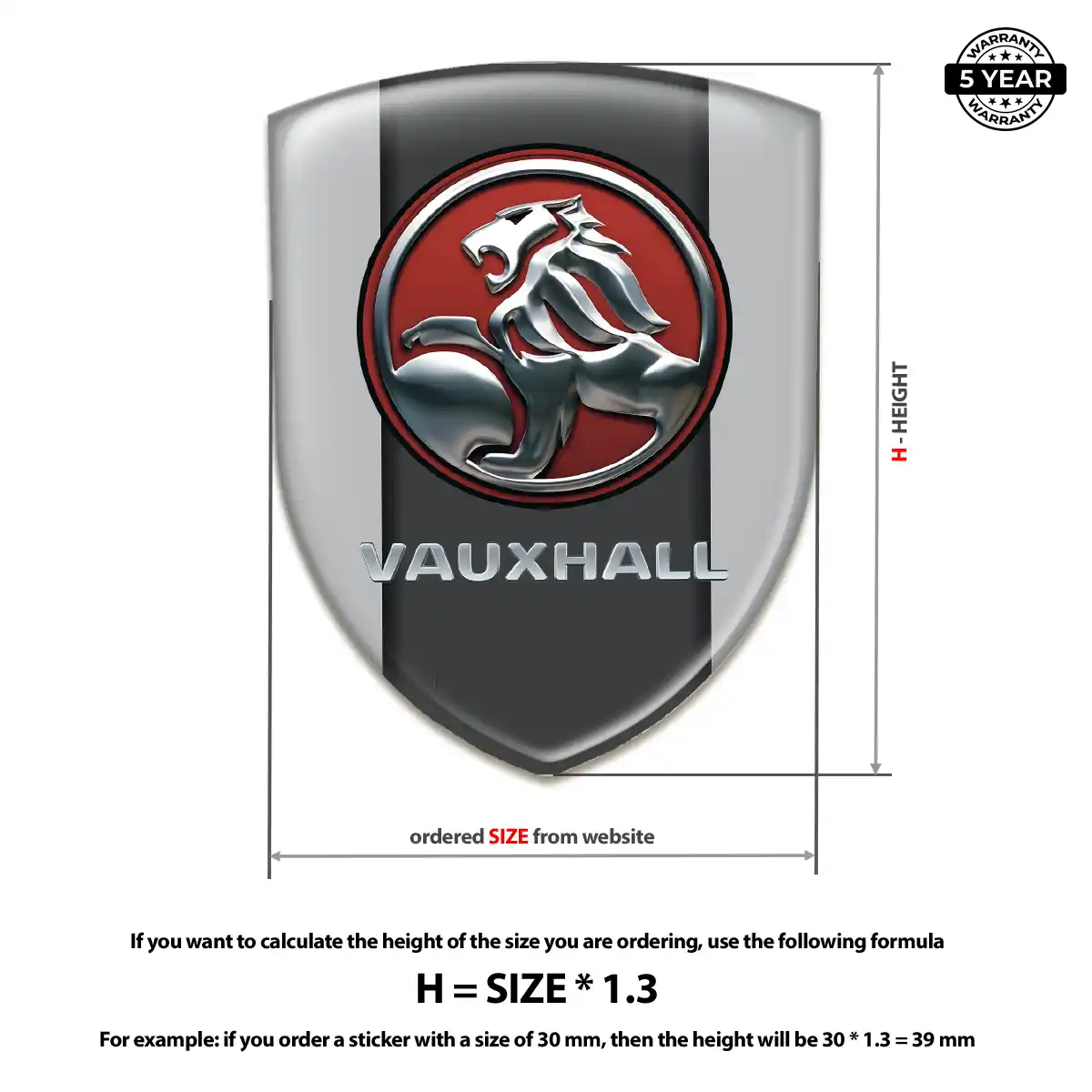 Vauxhall Resin Domed Sticker Refined Design