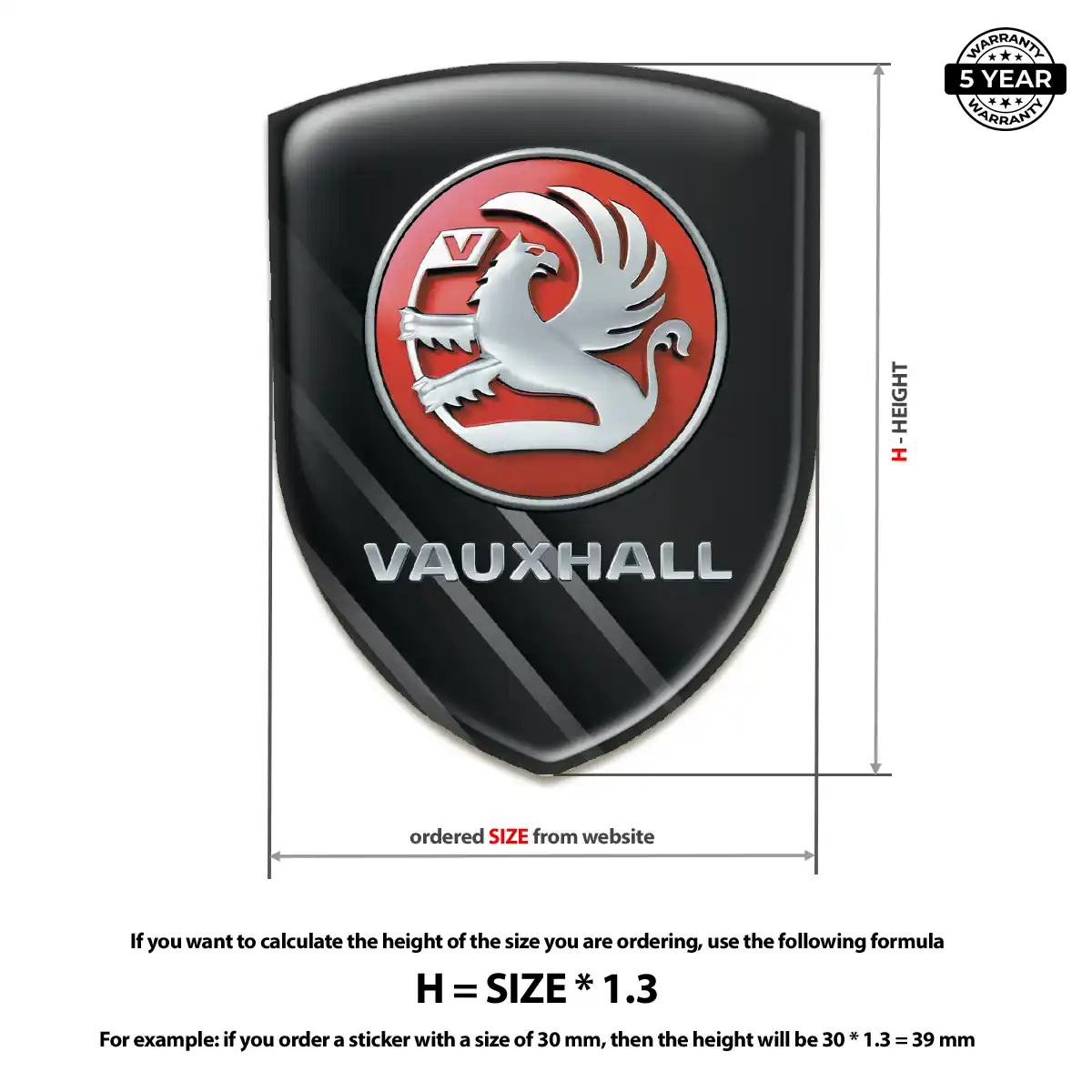 Vauxhall Resin Emblem Sticker Premium Dome