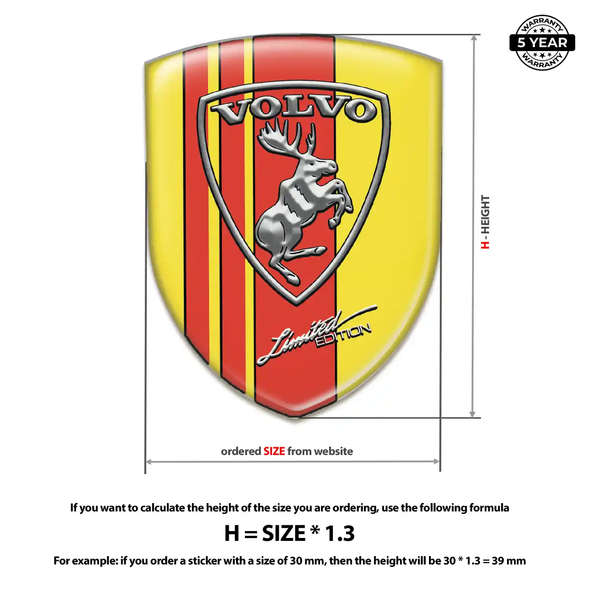 Volvo 3D Badge Sticker Premium Dome