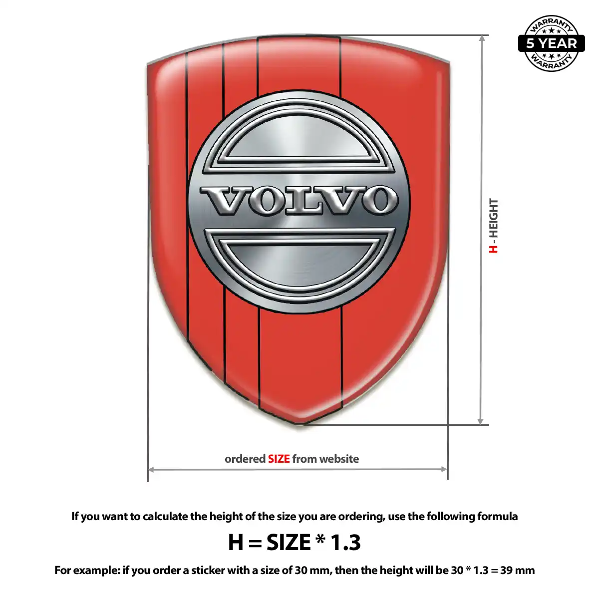 Volvo 3D Badge Sticker Resin Luxe