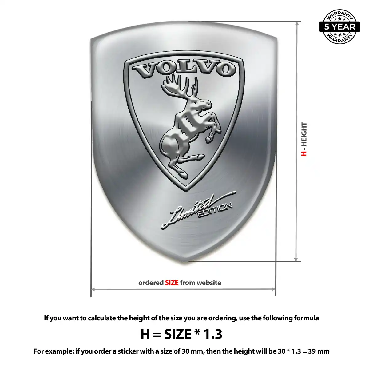 Volvo 3D Domed Sticker Resin Luxe