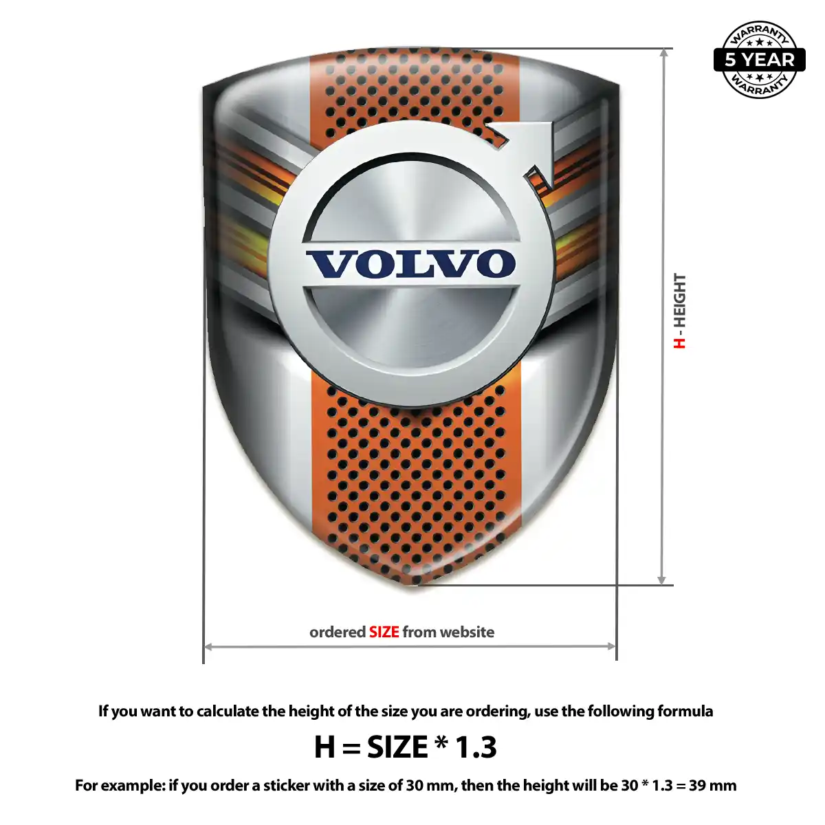 Volvo 3D Emblem Sticker Premium Dome