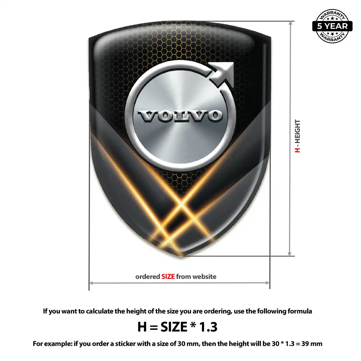 Volvo 3D Emblem Sticker Resin Elite