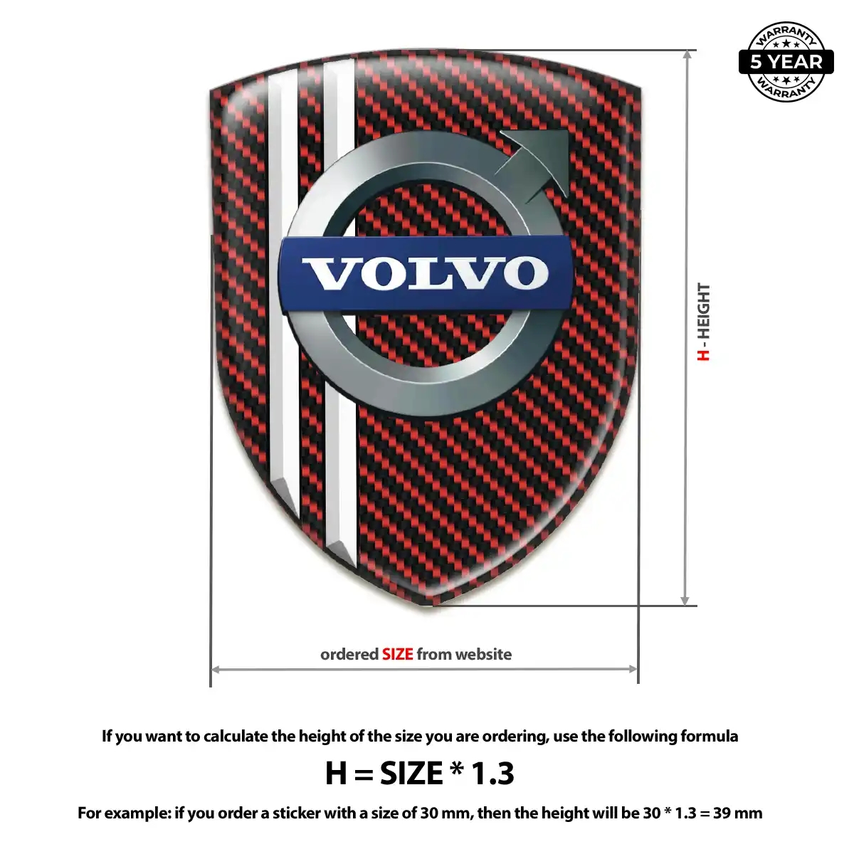 Volvo 3D Emblem Sticker Resin Luxe