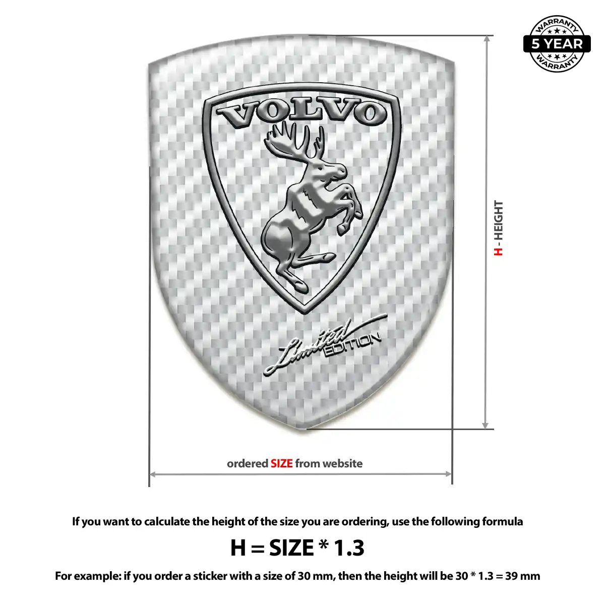 Volvo 3D Logo Sticker Cabin Style