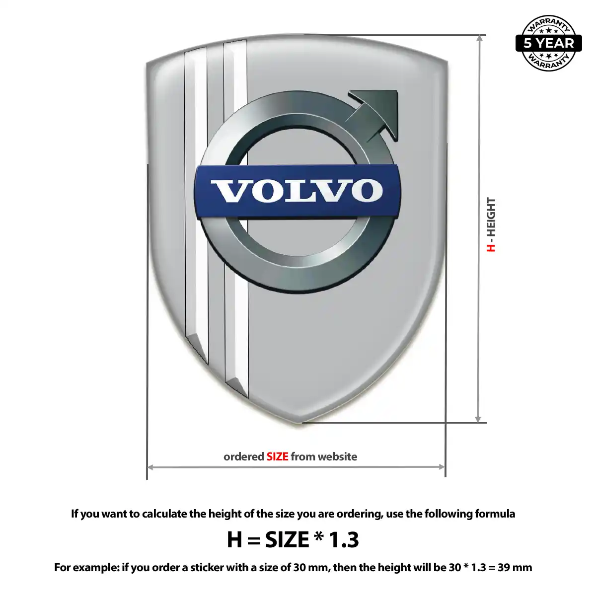 Volvo 3D Logo Sticker Resin Luxe