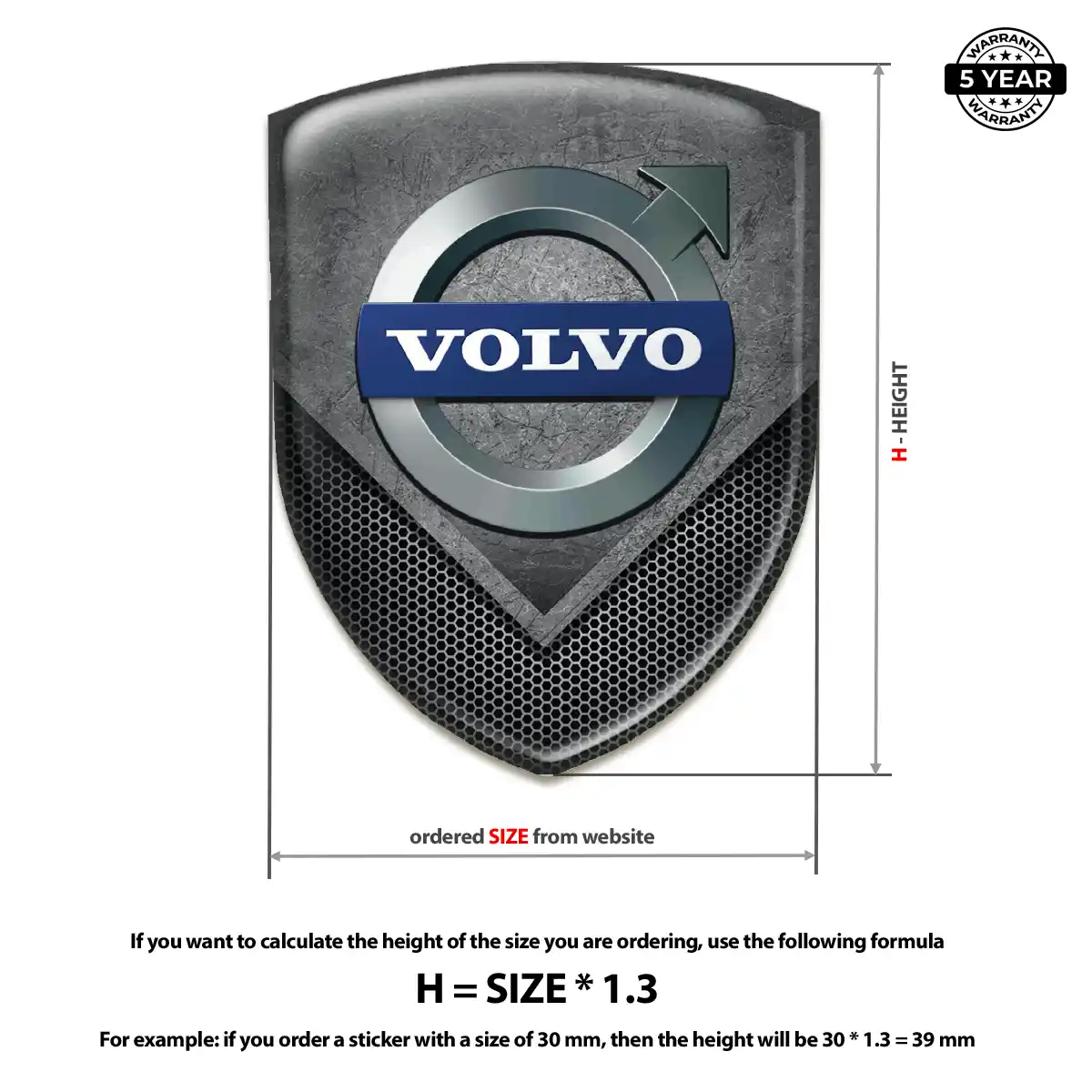 Volvo Automotive Resin Decal Premium Dome