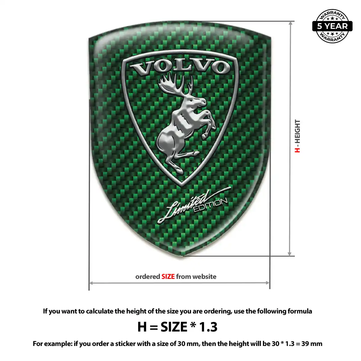 Volvo Car Badge Sticker Premium Dome