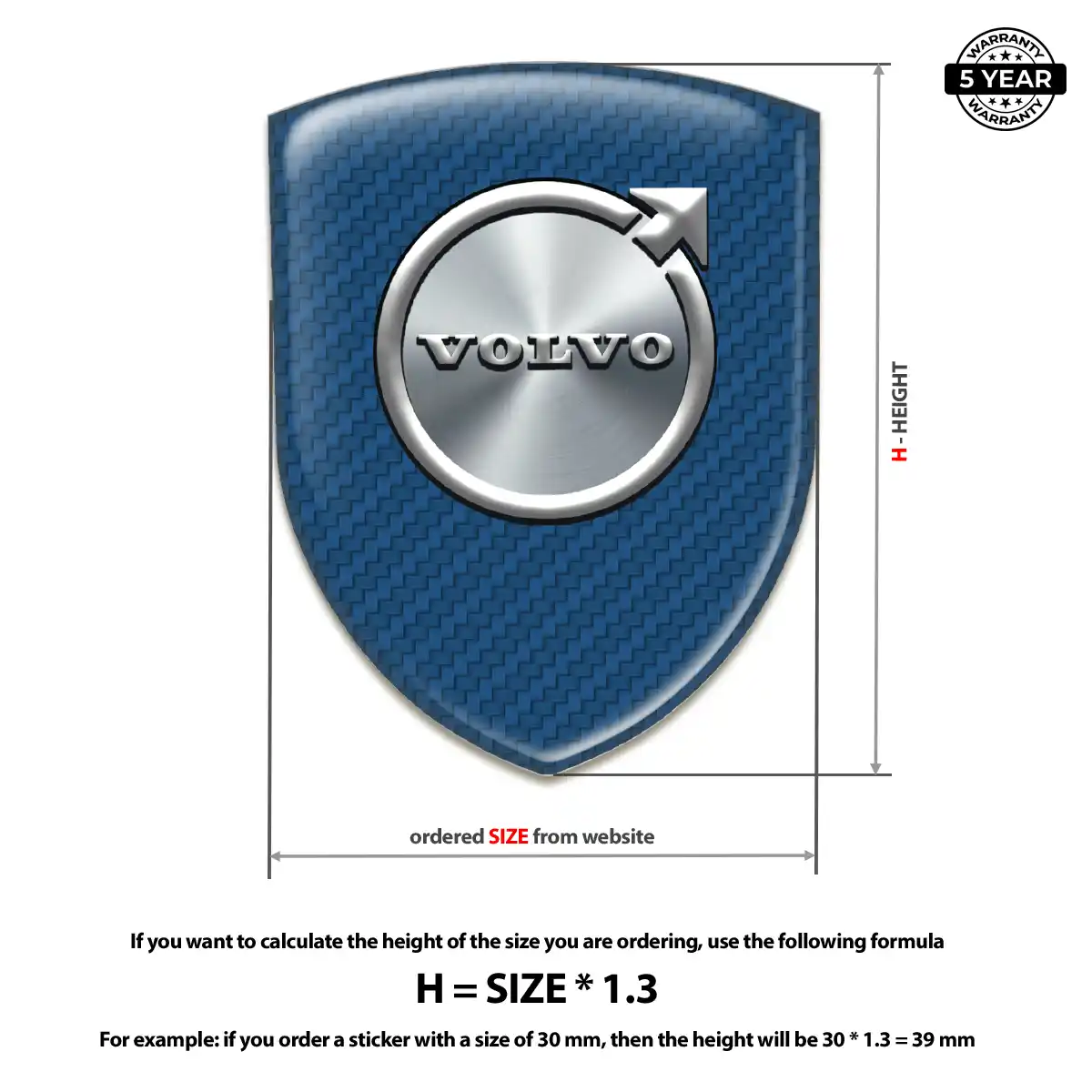 Volvo Car Badge Sticker Resin Luxe