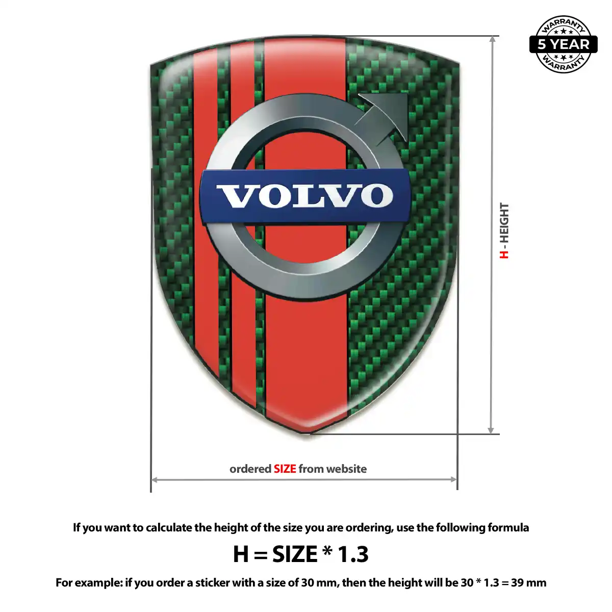 Volvo Car Emblem Overlay Premium Dome