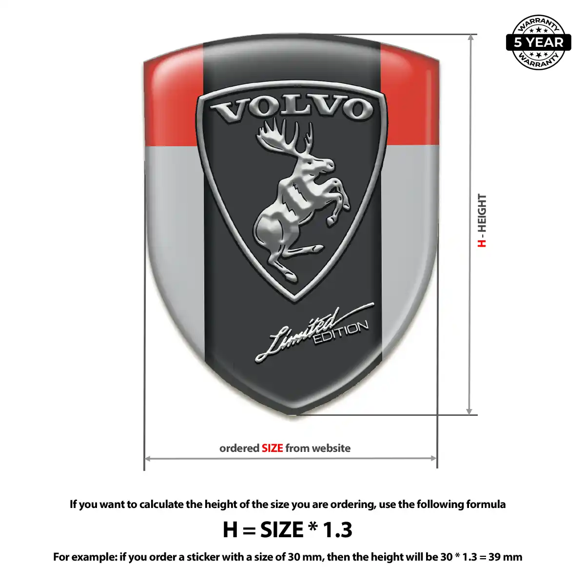 Volvo Crest Logo Emblem Premium Dome