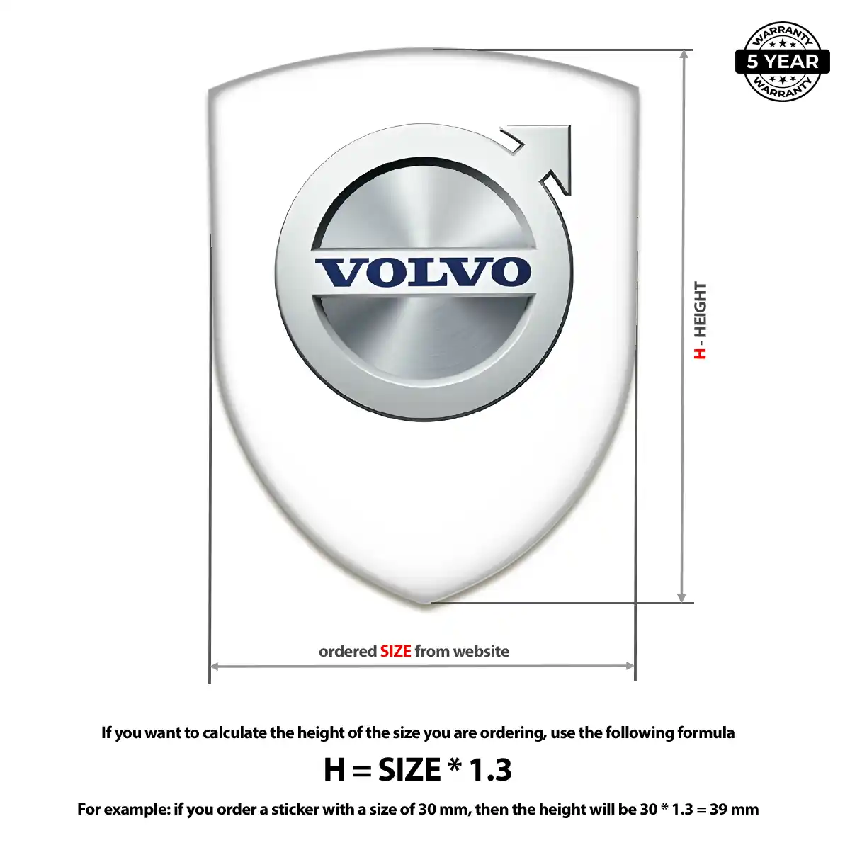 Volvo Domed Car Sticker Elite Finish
