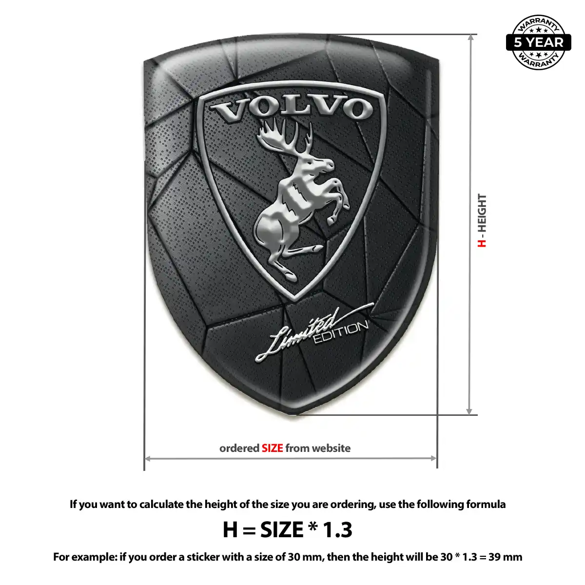 Volvo Domed Car Sticker Resin Luxe