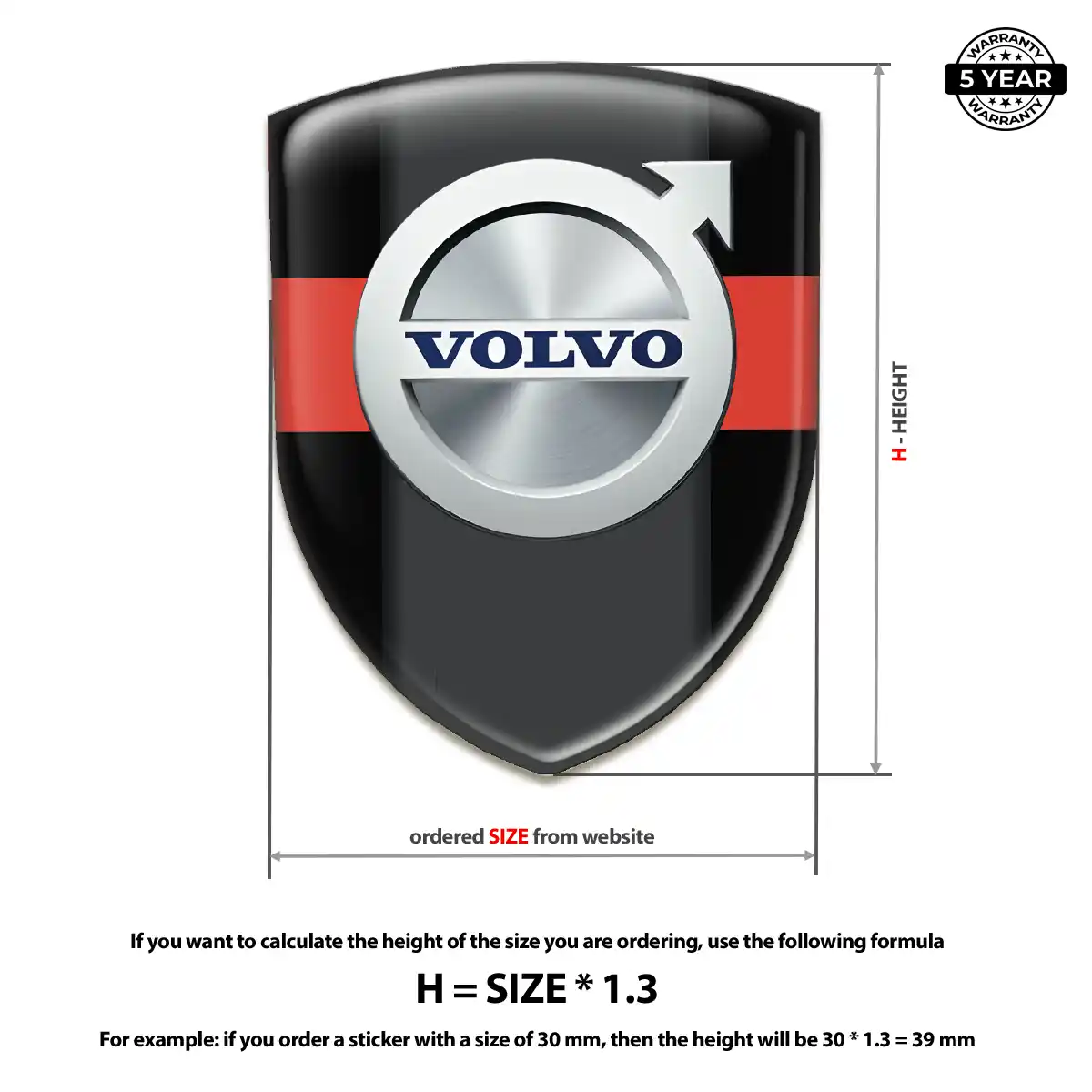 Volvo Domed Logo Decal Elite Finish