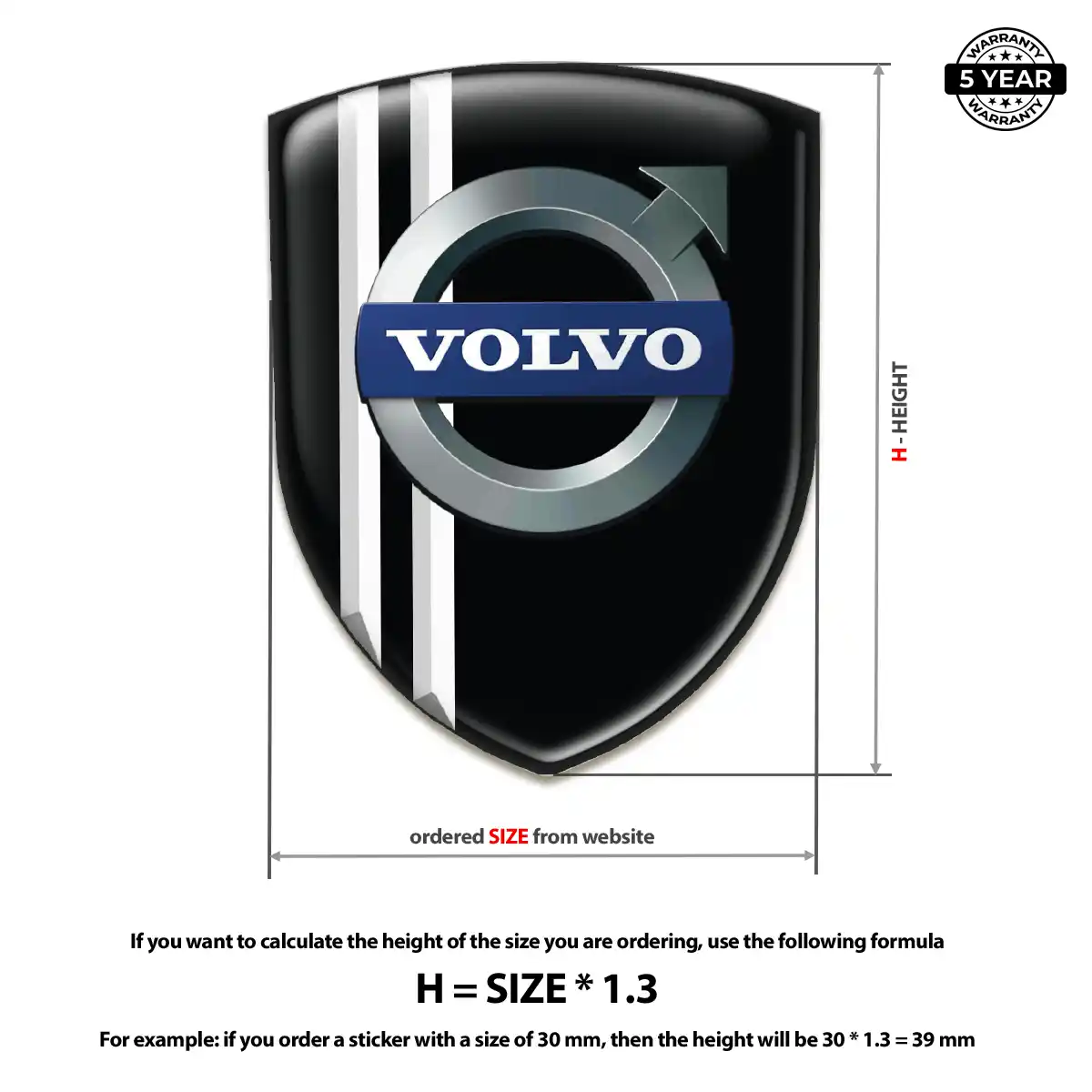 Volvo Domed Logo Decal Interior Luxe