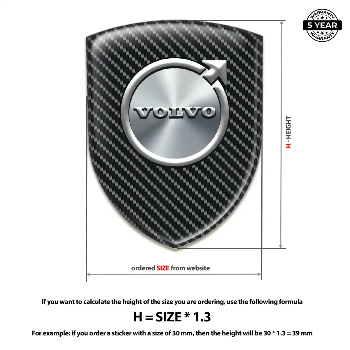 Volvo Domed Logo Decal Resin Elite