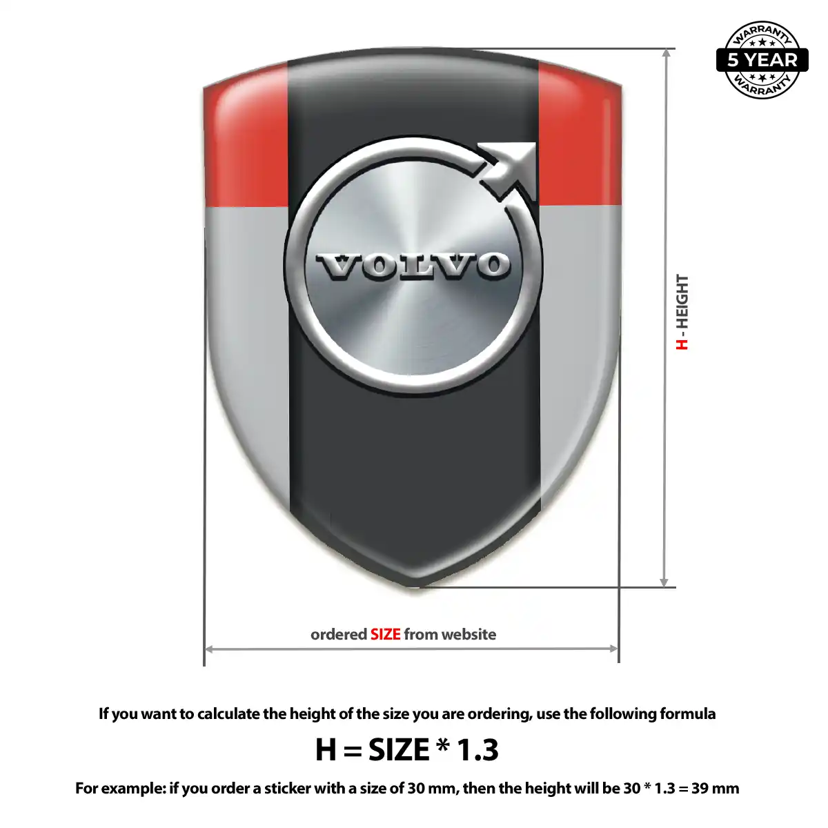 Volvo Domed Logo Decal Resin Luxe