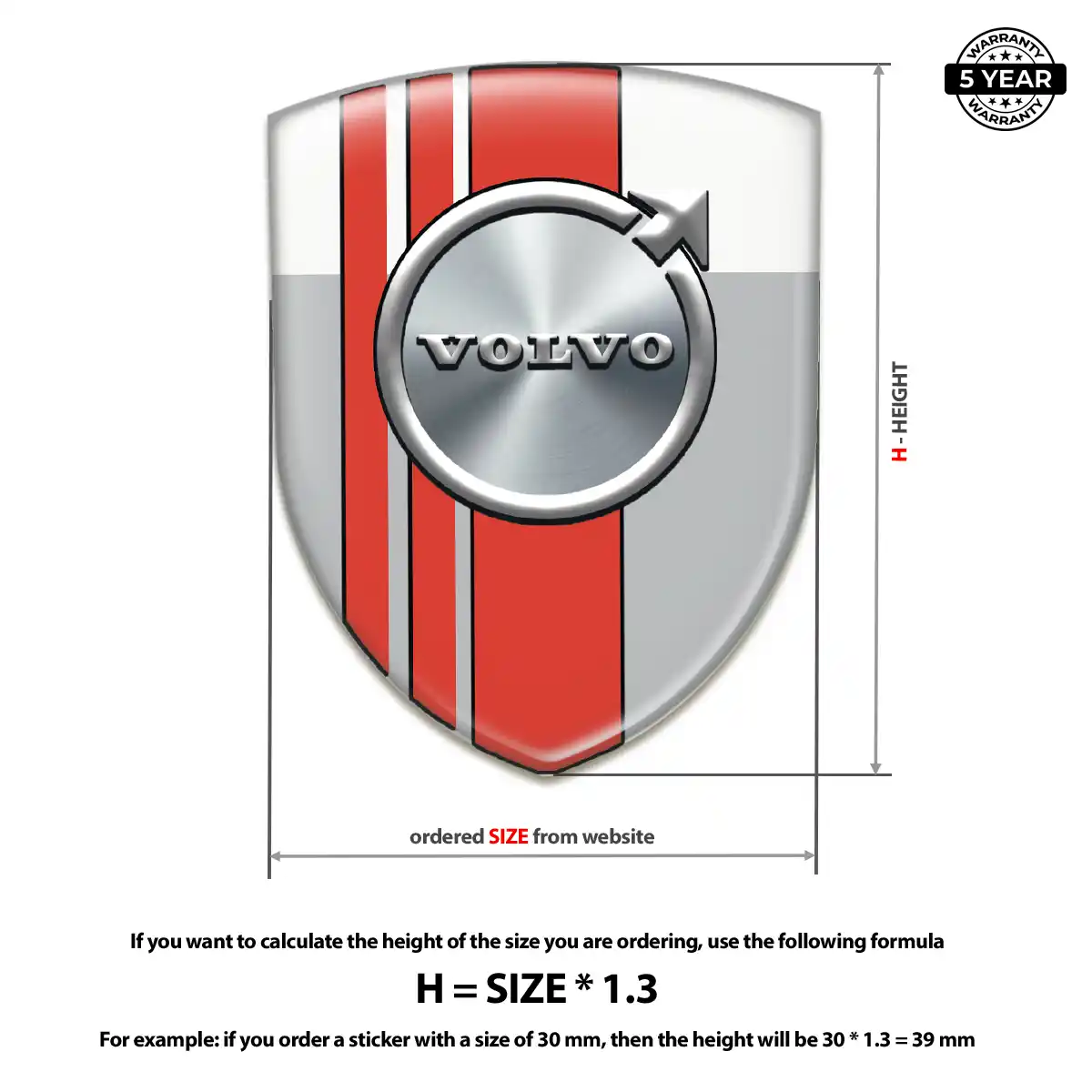 Volvo Domed Logo Sticker Outer Style