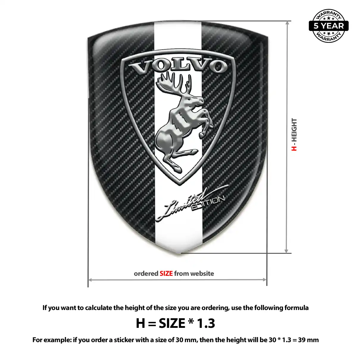 Volvo Domed Logo Sticker Resin Luxe