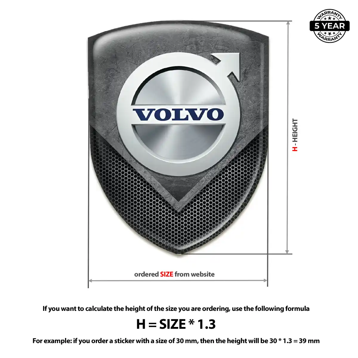 Volvo Emblem Domed Badge Outer Style