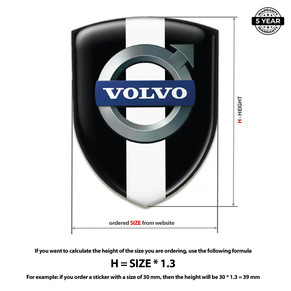 Volvo Emblem Domed Badge Prime Quality