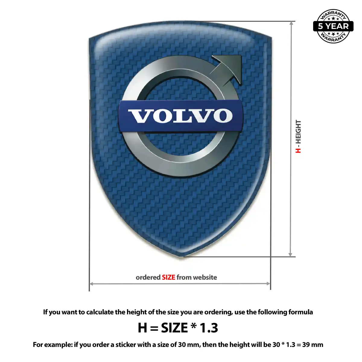 Volvo Epoxy Domed Sticker Interior Elegance
