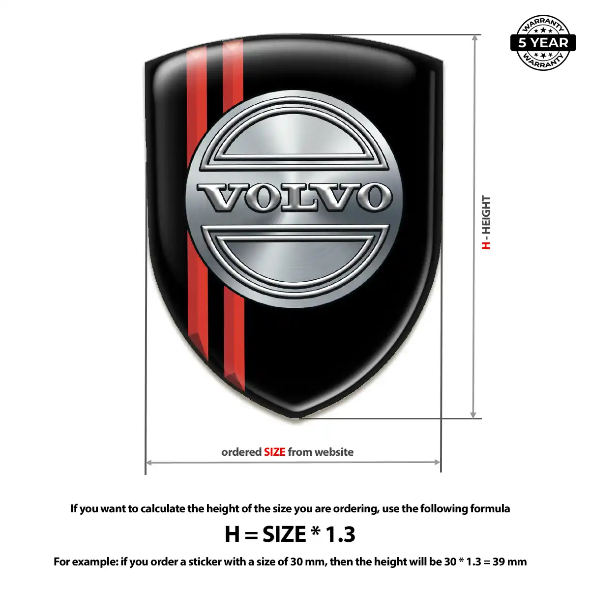 Volvo Epoxy Domed Sticker Signature Grade